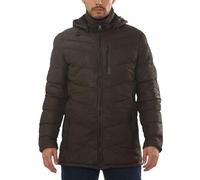 TruClothing Men's Real Leather Puffer Jacket Hooded Insulated Quilted Winter Coat - Brown M
