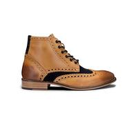 TruClothing Mens Real Leather Vintage Boots Brogues 1920s Suede Tweed Laced Shoes Smart Formal - Tan Navy Suede 10