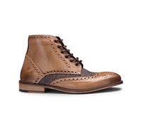 TruClothing Mens Real Leather Vintage Boots Brogues 1920s Suede Tweed Laced Shoes Smart Formal - Tan Tweed 9