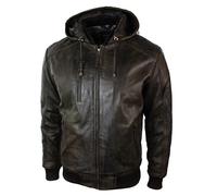 TruClothing Men's Removable Hood Quilted Bomber Jacket in Brown | Size: Small TruClothing Brown S