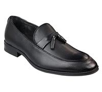 TruClothing Mens Slip On Black Tassel Loafers Classic Smart Casual Retro Leather Lined - Black 8