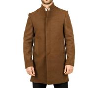 TruClothing Men's Stand Collar Wool Blend Overcoat - Brown - 4XL