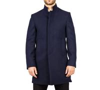 Men's Overcoat Stand Collar Wool Blend Classic Trench Coat Winter Jacket - Navy 3XL