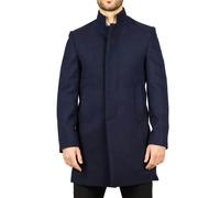 Men's Overcoat Stand Collar Wool Blend Classic Trench Coat Winter Jacket - Navy M