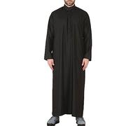 TruClothing Mens Thobe Jubba Nehru Stand Collar Islamic Clothing Muslim Kaftan Eid Robe Saudi Slim Regular Fit - Black Regular M - 54