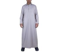 TruClothing Mens Thobe Jubba Turn Down Collar Islamic Muslim Cotton Kaftan Dress Robe Arabic - Beige M - 54