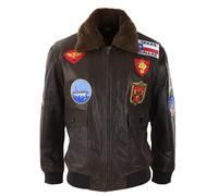 TruClothing Men's Top Gun Maverick Jacket Pilot Bomber in Brown | Size: Small TruClothing Brown S