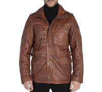 TruClothing Men's Trenchcoat Jacket Outwear Windproof Winter Parka Military Real Leather Jackets Coat - Timber 5XL
