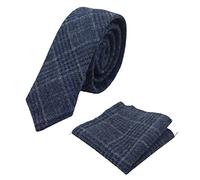 TruClothing Mens Tweed Herringbone Tie Pocket Square Check Classic Blue Brown Grey Black - Blue 13 One Size