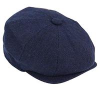 TruClothing Mens Tweed Newsboy Cap Baker Boy Flat Check Grandad Hat Blinder 8 Panel Navy M