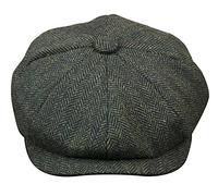 TruClothing Mens Tweed Newsboy Cap Baker Boy Flat Check Grandad Hat Blinder 8 Panel Olive Green XL