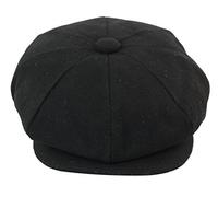 TruClothing Mens Tweed Newsboy Cap Baker Boy Flat Grandad Hat 8 Panel Plain Black M