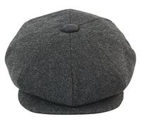 TruClothing Mens Tweed Newsboy Cap Baker Boy Flat Grandad Hat 8 Panel Plain Charcoal XXL