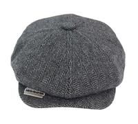 TruClothing Men's Tweed Newsboy Cap Peaky Baker Flat Check Hat - Large - Charcoal