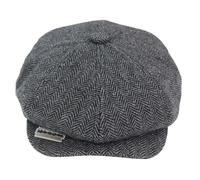 TruClothing Men's Tweed Newsboy Cap Peaky Baker Flat Check Hat - Medium - Charcoal