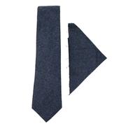 TruClothing Men's Tweed Tie Hankie Set Classic British Heritage Wool Herringbone - Blue