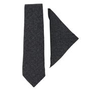 TruClothing Men's Tweed Tie Hankie Set Classic British Heritage Wool Herringbone - Charcoal