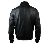TruClothing Men's Varsity Leather Bomber Jacket in Black | Size: Small TruClothing Black S