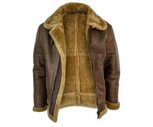 TruClothing Men's Vintage Sheepskin RAF Pilot Flying Jacket Tan | Size: Small TruClothing Tan S