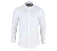 TruClothing Men's White Nehru Classic Round Removable Collar Button Shirt Slim Regular Fit - X-Large - Slim Fit