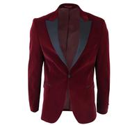 TruClothing Men's Wine Velvet Tux Blazer Satin Lapels Dinner Wedding Prom Black Tie - 40