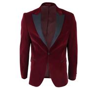 TruClothing Men's Wine Velvet Tux Blazer Satin Lapels Dinner Wedding Prom Black Tie - 50
