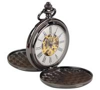 TruClothing Pocket Watch Mechanical Skeleton 1920's Original Classic - Black One Size