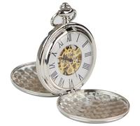 TruClothing Pocket Watch Mechanical Skeleton 1920's Original Classic - Silver One Size