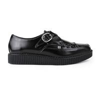 TruClothing Pointed Creeper Black Leather Monk Buckle Platform Shoes - Black 3