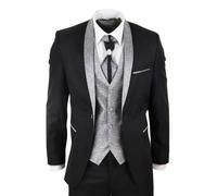 TruClothing Men's 4 Piece Wedding Suit Groom Cravat in Black | Size: 46R TruClothing Black 46R