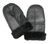 TruClothing Unisex Genuine Sheepskin Mittens Shearling Leather Winter Wool Lined Thermal Gloves - Black L