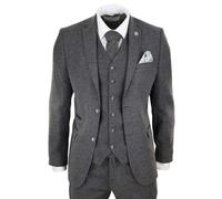 TruClothing STZ23 - Men's Wool Tweed Suit 3 Piece Authentic 1920s Classic - 46" Jacket 40" Trousers