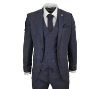 TruClothing STZ33 - Men's Wool 3 Piece Suit Double Breasted Waistcoat Tweed 1920s - 38" Jacket 32" Trousers
