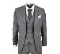 TruClothing STZ34 - Men's Wool 3 Piece Suit Double Breasted Waistcoat Tweed 1920s - 38" Jacket 32" Trousers