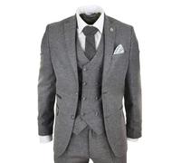 TruClothing STZ34 - Men's Wool 3 Piece Suit Double Breasted Waistcoat Tweed 1920s - 42" Jacket 36" Trousers
