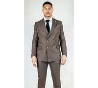 TruClothing STZ92 - Men's Brown Double Breasted 2 Piece Suit - 46" Jacket 40" Trousers