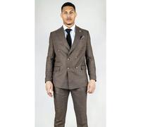 TruClothing STZ92 - Men's Brown Double Breasted 2 Piece Suit - 50" Jacket 44" Trousers