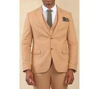 TruClothing TP-23 - Men's Camel 3 Piece Linen Summer Wedding Suit - 40" Jacket 34" Trousers