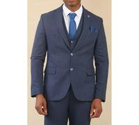 TruClothing TP-24 - Men's Navy 3 Piece Linen Summer Wedding Suit - 44" Jacket 38" Trousers