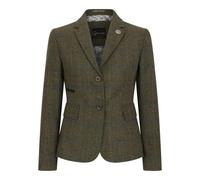 TruClothing Women's Olive Green Wool Blend Tweed Herringbone Checkered Blazer - Olive 16