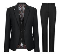 Women's Suit 3 Piece Plain Black Tailored Fit Business Formal Ladies Dress - Black 12