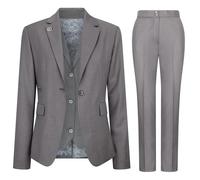 Women's Suit 3 Piece Plain Grey Tailored Fit Business Formal Ladies Dress - Grey 8