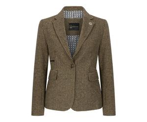 TruClothing TPW-20 - Women's Wool Blend Brown Dogtooth Tweed Blazer - UK 16