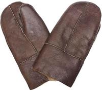 TruClothing Unisex Genuine Sheepskin Shearling Mittens Real Leather Winter Thermal Gloves Thick Natural Wool Lining - Cream M