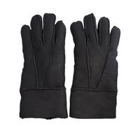 TruClothing Unisex Genuine Sheepskin Suede Leather Gloves Winter Warm Shearling Wool Lined Thermal Handwear - Black L