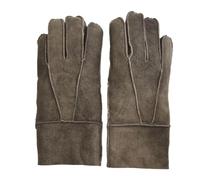 TruClothing Unisex Genuine Sheepskin Suede Leather Gloves Winter Warm Shearling Wool Lined Thermal Handwear - Brown S