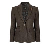 TruClothing Women Blazer Tweed Herringbone Wool Classic Smart Casual Vintage Check 1920s - Brown 04 18