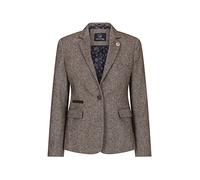 TruClothing Women Blazer Tweed Herringbone Wool Classic Smart Casual Vintage Check 1920s - Light Brown 06 10