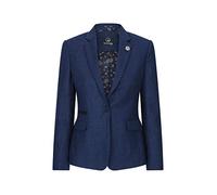 TruClothing Women Blazer Tweed Herringbone Wool Classic Smart Casual Vintage Check 1920s - Navy 02 10
