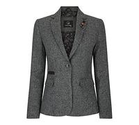 TruClothing Women Grey Blazer Tweed Herringbone 1920's Peaky Waistcoat Tailored Fit Vintage - Grey Blazer 18